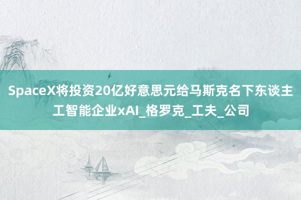 SpaceX将投资20亿好意思元给马斯克名下东谈主工智能企业xAI_格罗克_工夫_公司