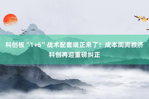 科创板“1+6”战术配套端正来了！成本阛阓救济科创再迎重磅纠正
