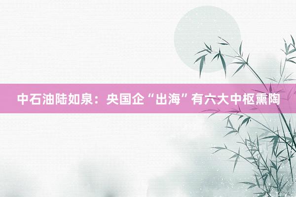中石油陆如泉：央国企“出海”有六大中枢熏陶