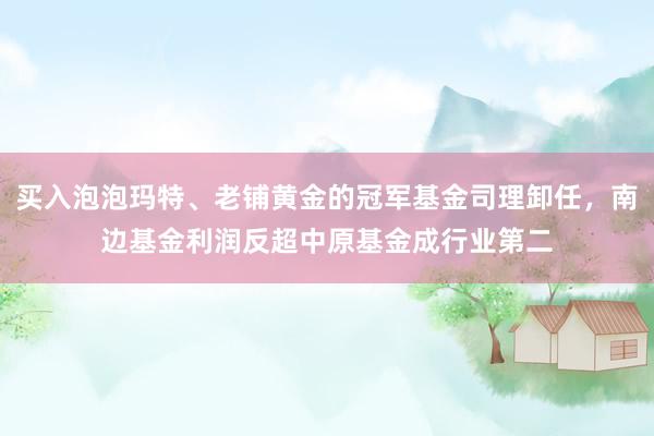 买入泡泡玛特、老铺黄金的冠军基金司理卸任，南边基金利润反超中原基金成行业第二