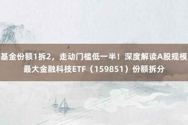 基金份额1拆2，走动门槛低一半！深度解读A股规模最大金融科技ETF（159851）份额拆分