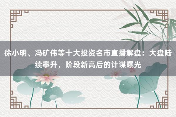徐小明、冯矿伟等十大投资名市直播解盘：大盘陆续攀升，阶段新高后的计谋曝光