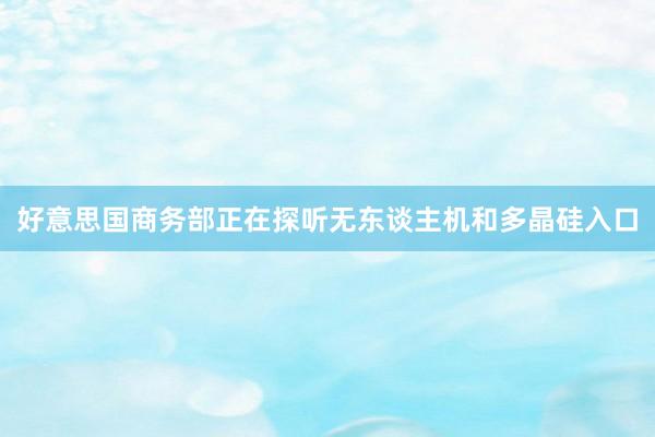 好意思国商务部正在探听无东谈主机和多晶硅入口