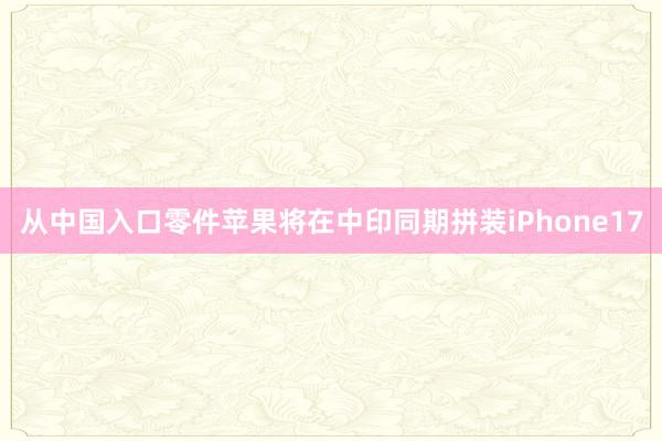 从中国入口零件苹果将在中印同期拼装iPhone17
