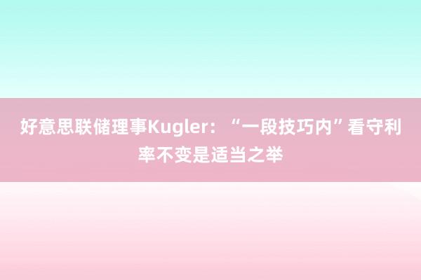 好意思联储理事Kugler：“一段技巧内”看守利率不变是适当之举