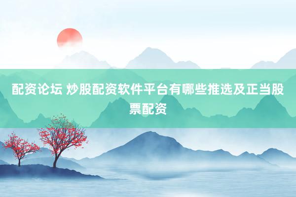 配资论坛 炒股配资软件平台有哪些推选及正当股票配资