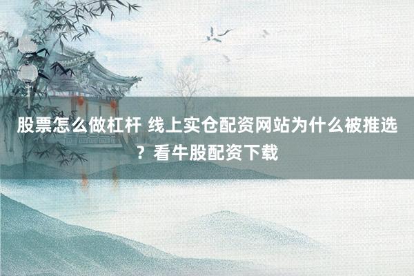 股票怎么做杠杆 线上实仓配资网站为什么被推选？看牛股配资下载