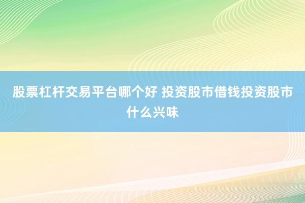 股票杠杆交易平台哪个好 投资股市借钱投资股市什么兴味