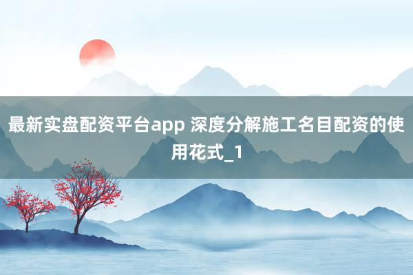 最新实盘配资平台app 深度分解施工名目配资的使用花式_1