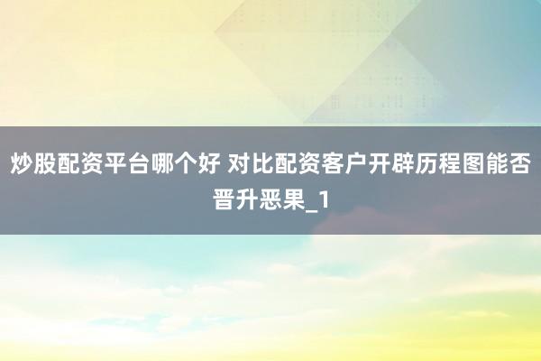 炒股配资平台哪个好 对比配资客户开辟历程图能否晋升恶果_1
