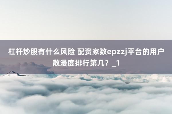 杠杆炒股有什么风险 配资家数epzzj平台的用户散漫度排行第几？_1