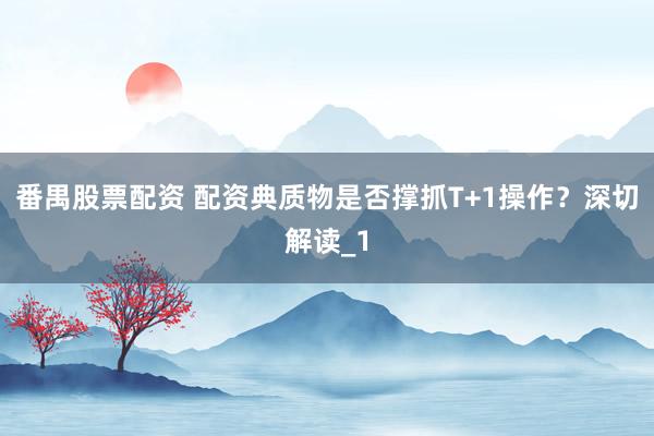 番禺股票配资 配资典质物是否撑抓T+1操作？深切解读_1