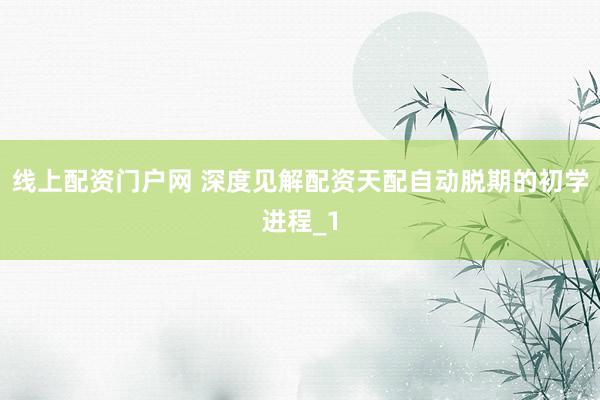 线上配资门户网 深度见解配资天配自动脱期的初学进程_1