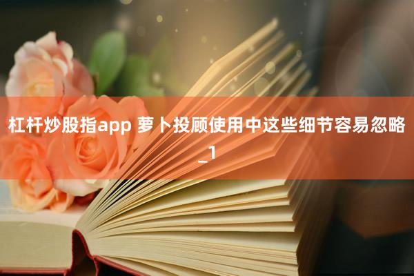 杠杆炒股指app 萝卜投顾使用中这些细节容易忽略_1